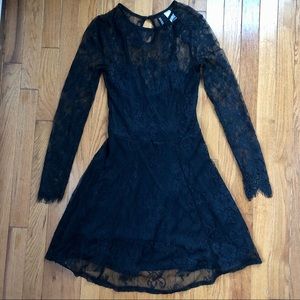 NWOT H&M Divided Black Lace Skater Dress